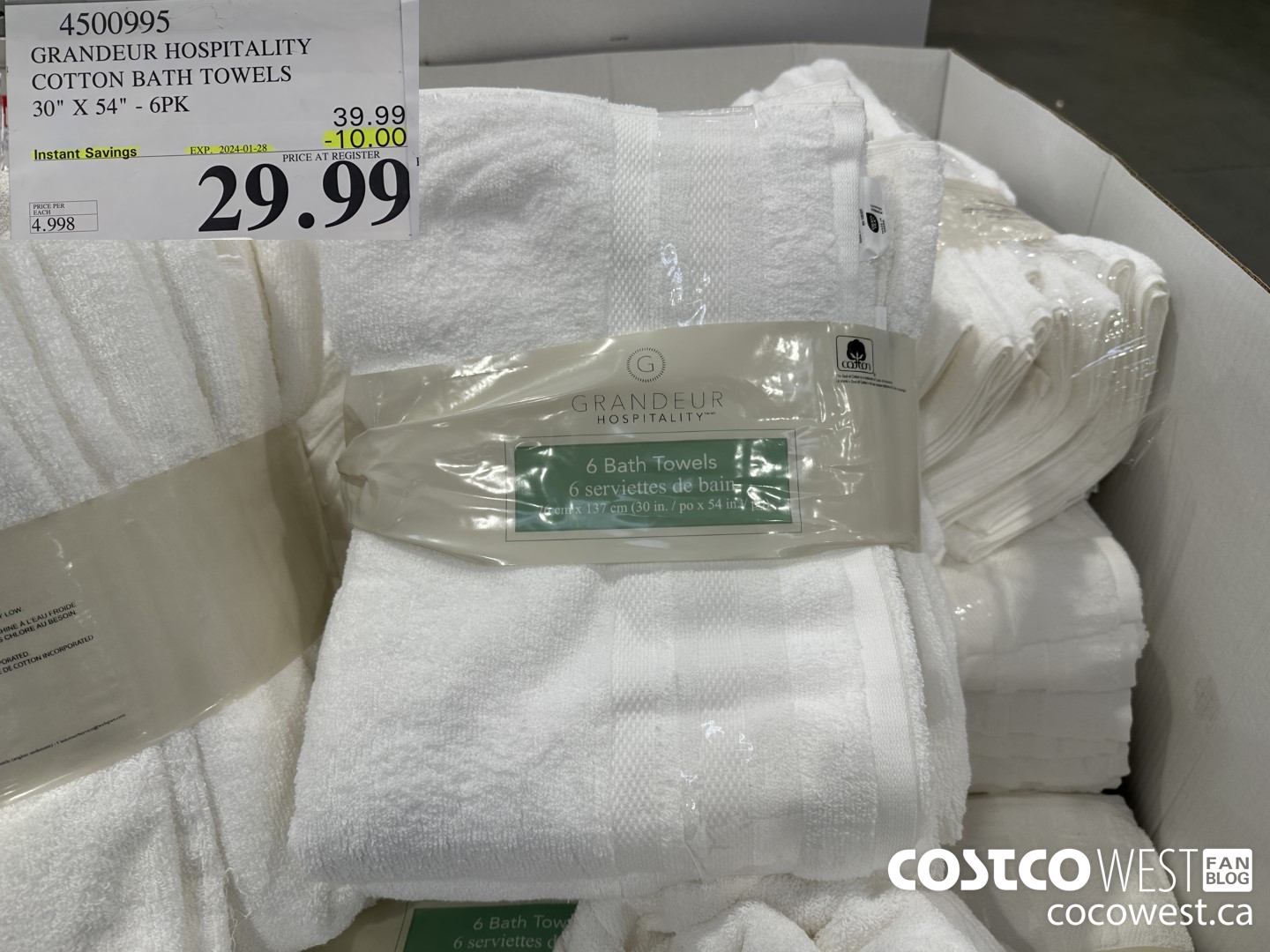 4500995 GRANDEUR HOSPITALITY COTTON BATH TOWELS 30