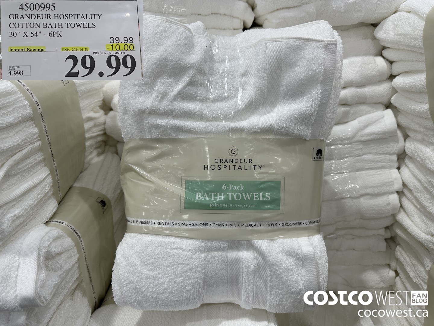 4500995 GRANDEUR HOSPITALITY COTTON BATH TOWELS 30