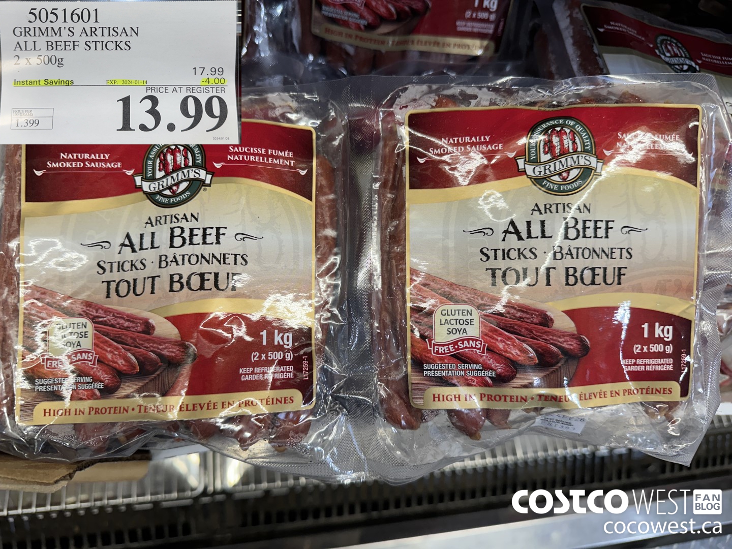 5051601 GRIMM'S ARTISAN ALL BEEF STICKS 2 x 500g ($4.00 INSTANT SAVINGS EXPIRES ON 2024-01-14) $13.99