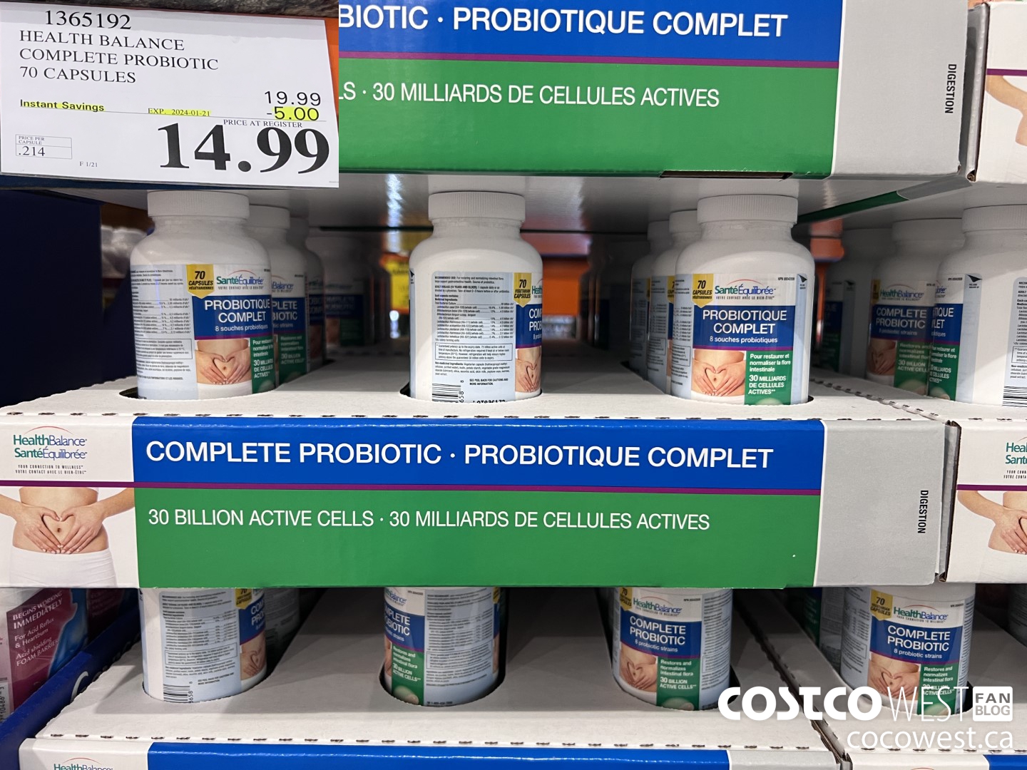 1365192 HEALTH BALANCE COMPLETE PROBIOTIC 70 CAPSULES ($5.00 INSTANT SAVINGS EXPIRES ON 2024-01-21) $14.99
