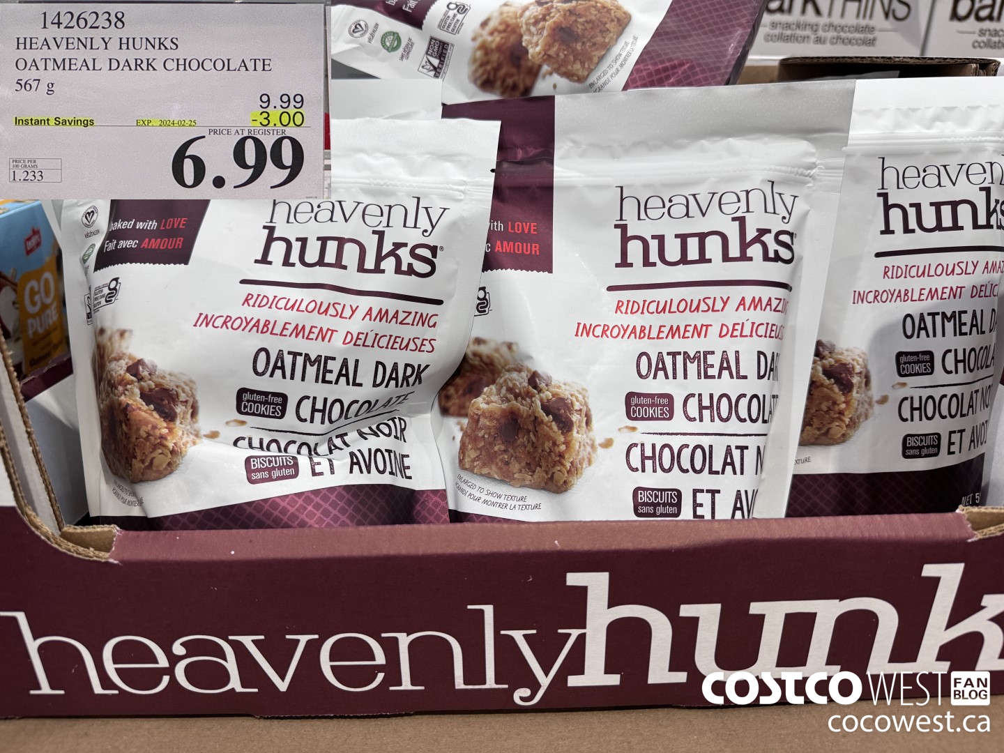 1426238 HEAVENLY HUNKS OATMEAL DARK CHOCOLATE 567g ($3.00 INSTANT SAVINGS EXPIRES ON 2024-02-25) $6.99