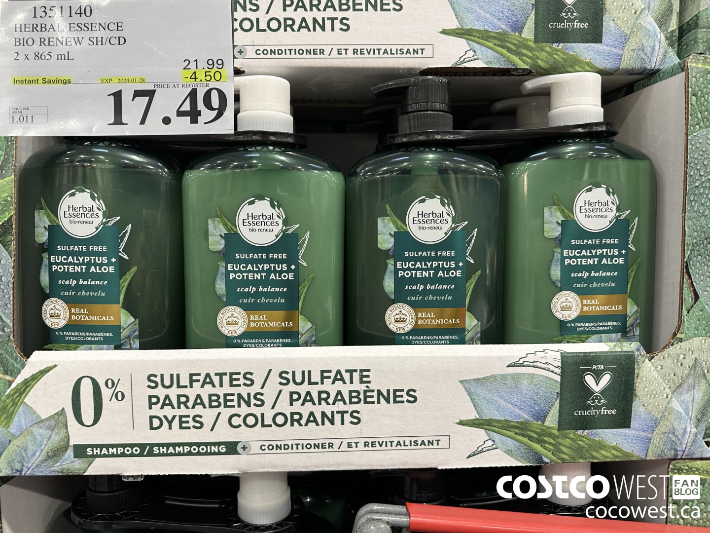 1351140 HERBEL ESSENCE BIO RENES SH/CD 2 X 865 ML ($4.50 INSTANT SAVINGS EXPIRES ON 2024-01-28) $17.49