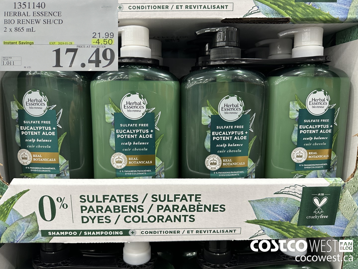 1351140 HERBEL ESSENCE BIO RENES SH/CD 2 X 865 ML ($4.50 INSTANT SAVINGS EXPIRES ON 2024-01-28) $17.49