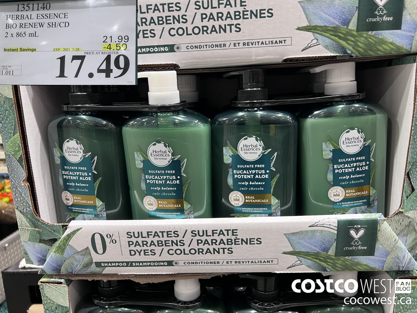 1351140 HERBEL ESSENCE BIO RENES SH/CD 2 X 865 ML ($4.50 INSTANT SAVINGS EXPIRES ON 2024-01-28) $17.49