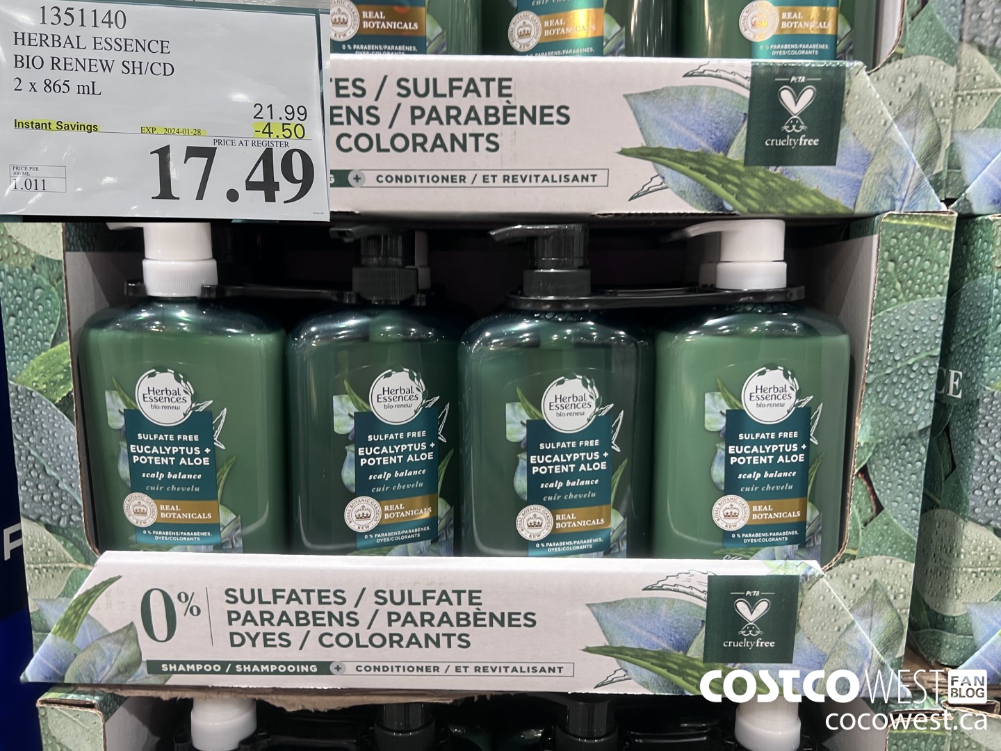 1351140 HERBEL ESSENCE BIO RENES SH/CD 2 X 865 ML ($4.50 INSTANT SAVINGS EXPIRES ON 2024-01-28) $17.49