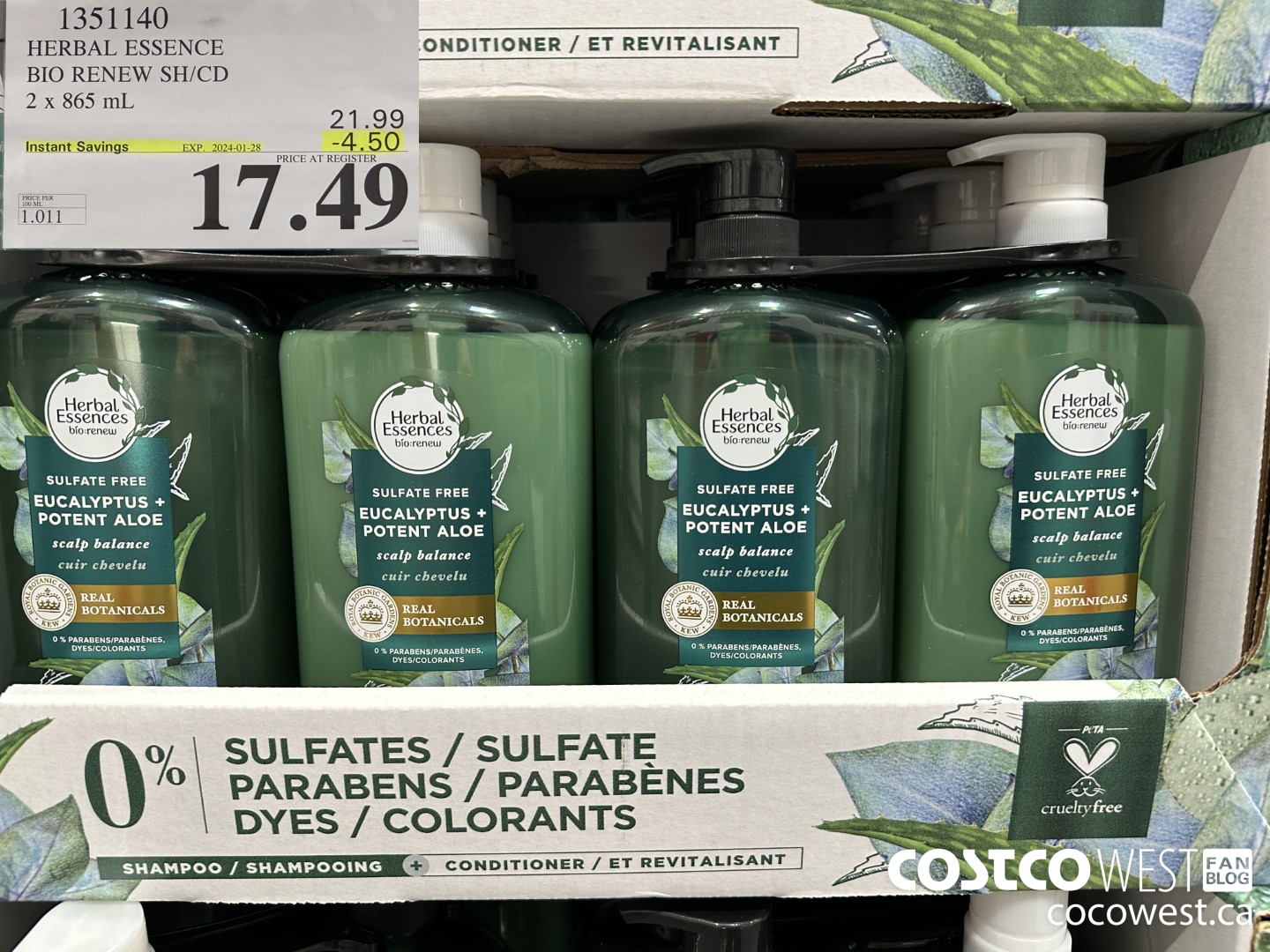 1351140 HERBEL ESSENCE BIO RENES SH/CD 2 X 865 ML ($4.50 INSTANT SAVINGS EXPIRES ON 2024-01-28) $17.49