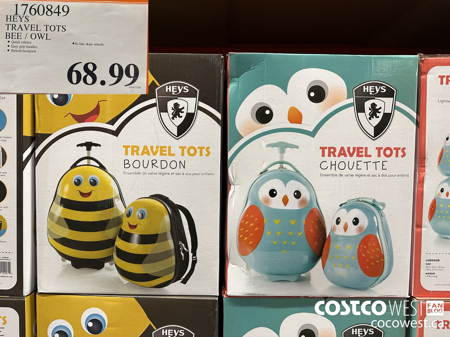 1760849 HEYS TRAVEL TOTS BEE / OWL $68.99