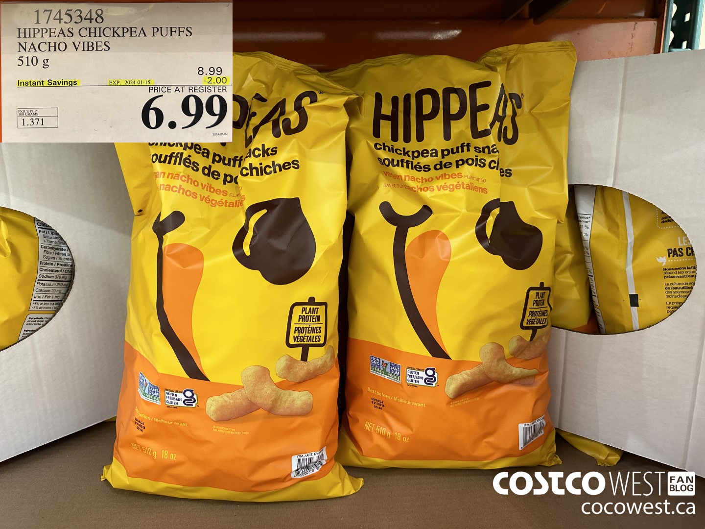 1745348 HIPPEAS CHICKPEA PUFFS NACHO VIBES 510G ($2.00 INSTANT SAVINGS EXPIRES ON 2024-01-15) $6.99