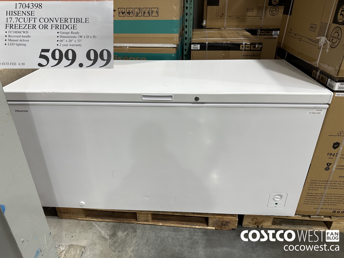 1704398 HISENSE 17.7CUFT CONVERTIBLE FREEZER OR FRIDGE $599.99