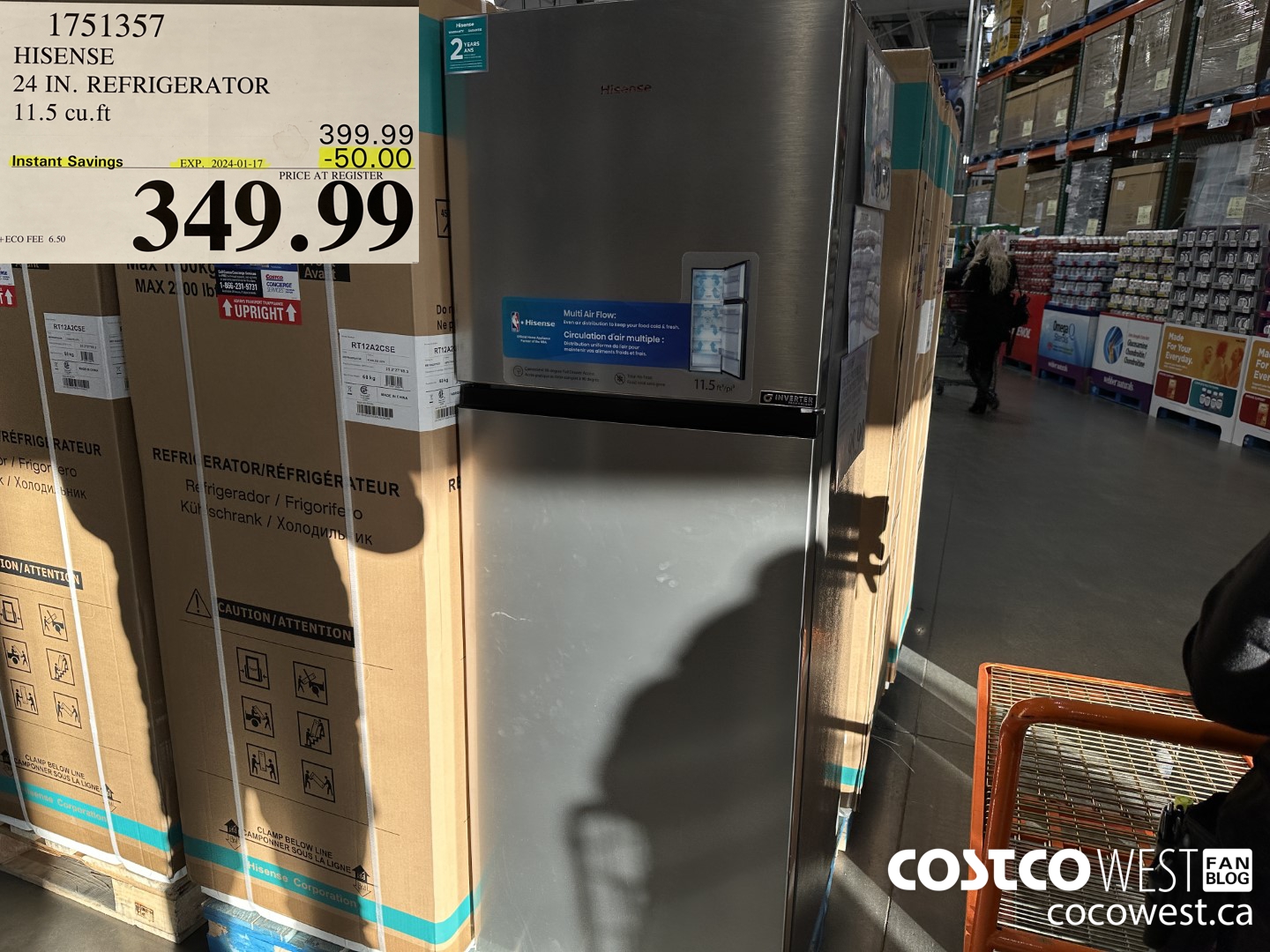 1751357 HISENSE 24 IN. REFRIGERATOR 11.5 CUFT ($50.00 INSTANT SAVINGS EXPIRES ON 2024-01-17) $349.99