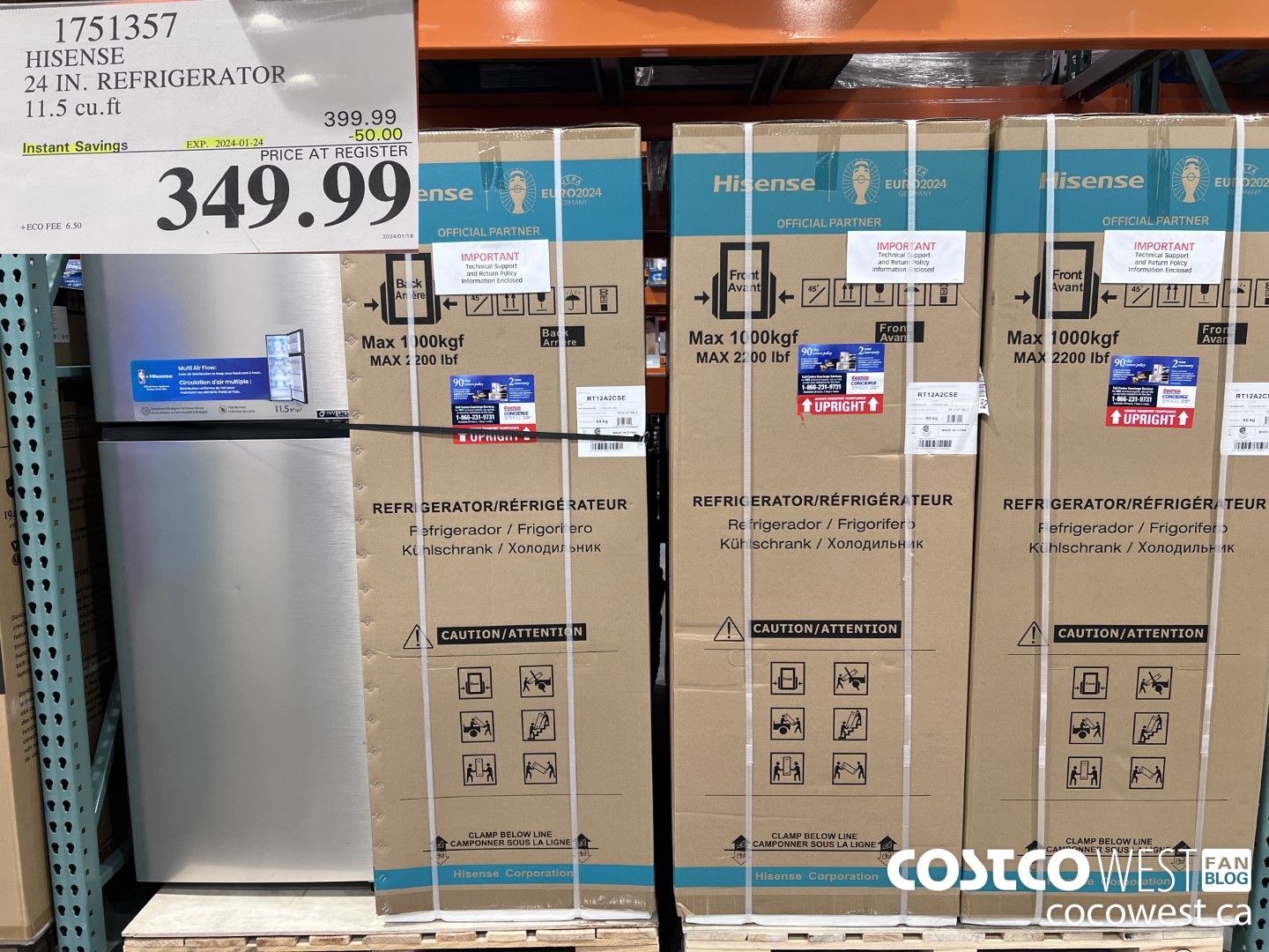 1751357 HISENSE 24 IN. REFRIGERATOR 11.5 CUFT ($50.00 INSTANT SAVINGS EXPIRES ON 2024-01-24) $349.99