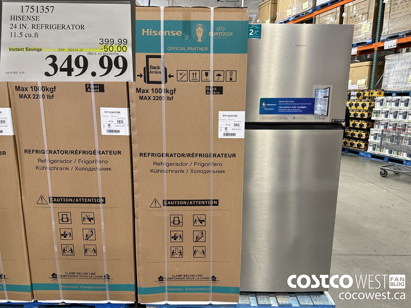 1751357 HISENSE 24 IN. REFRIGERATOR 11.5 CUFT ($50.00 INSTANT SAVINGS EXPIRES ON 2024-01-24) $349.99