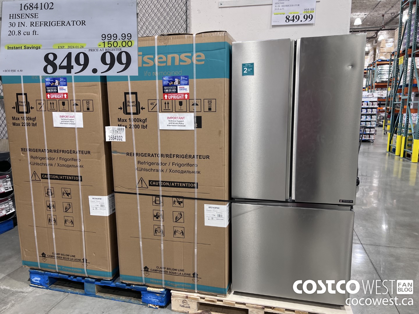 1684102 HISENSE 30 IN. REFRIGERATOR 20.8 CU FT ($150.00 INSTANT SAVINGS EXPIRES ON 2024-01-24) $849.99