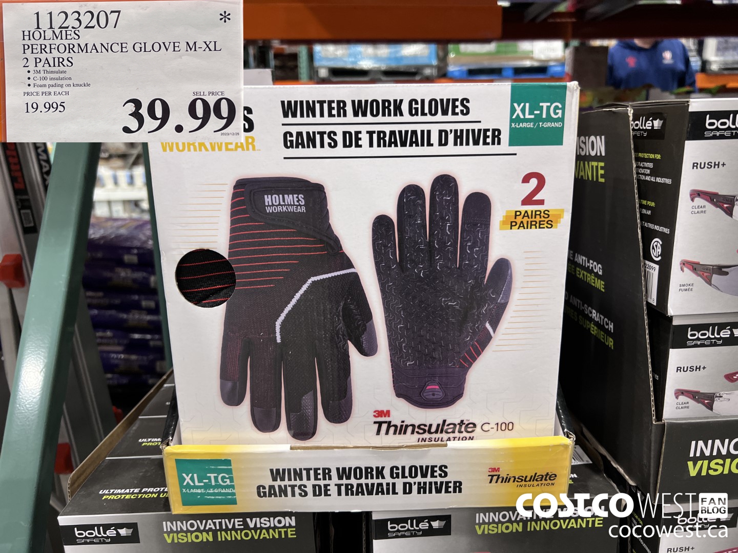 1123207 HOLMES PERFORMANCE GLOVE M-XL 2 PAIRS $39.99