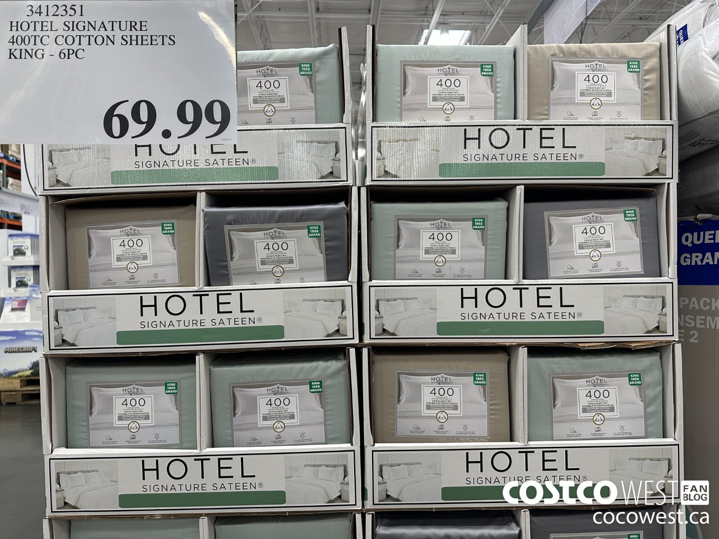 3412351 HOTEL SIGNATURE 400TC COTTON SHEETS KING 6PC $69.99