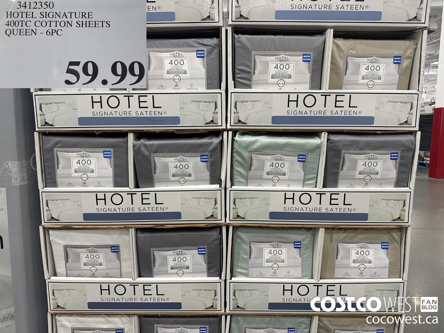 3412350 HOTEL SIGNATURE 400TC COTTON SHEETS QUEEN 6PC $59.99