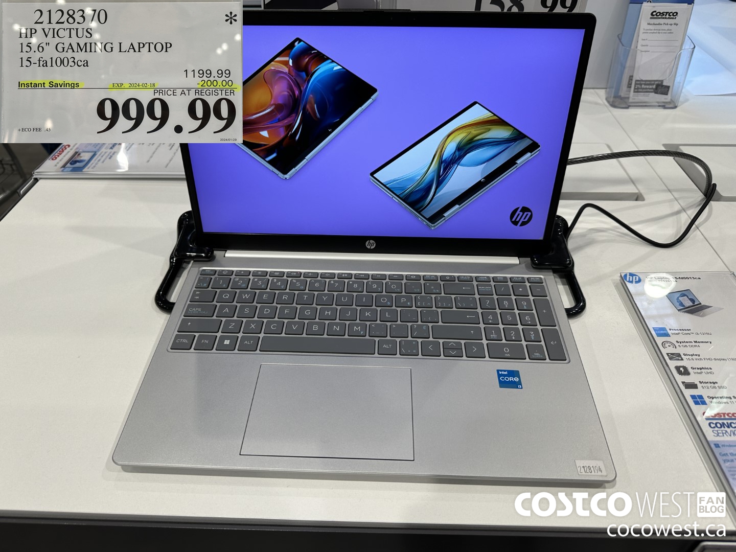 2128370 HP VICTUS 15.6IN GAMING LAPTOP 15-FA1003CA ($200.00 INSTANT SAVINGS EXPIRES ON 2024-02-18) $999.99