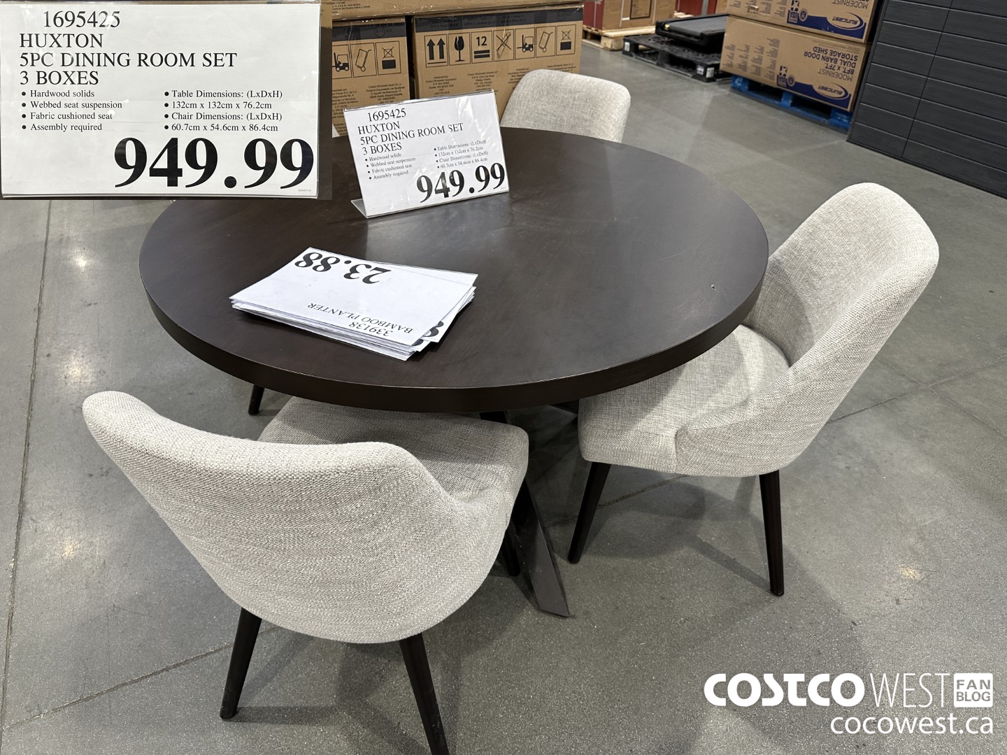 1695425 HUXTON 5PC DINING ROOM SET 3 BOXES $949.99