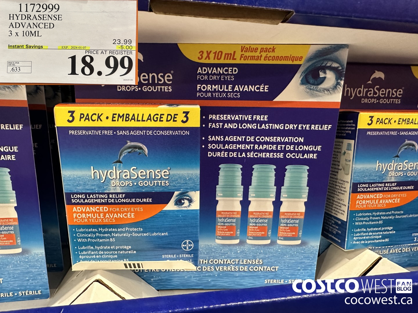 1172999 HYDRASENSE ADVANCED 3 x 10ML ($5.00 INSTANT SAVINGS EXPIRES ON 2024-01-07) $18.99