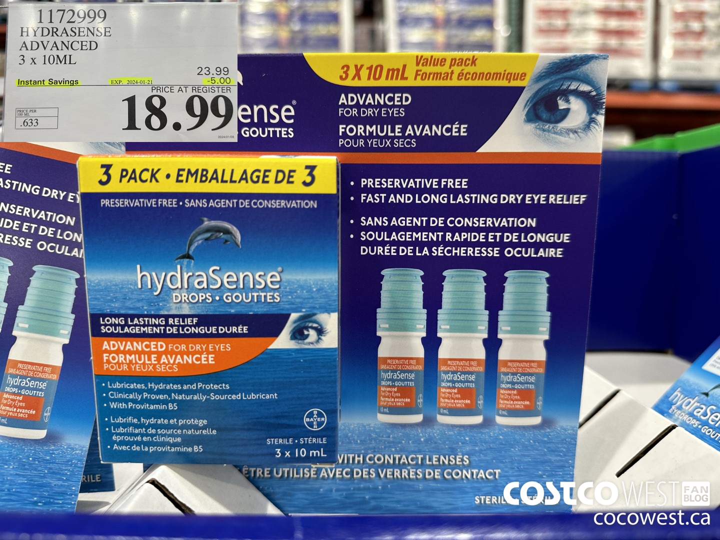 1172999 HYDRASENSE ADVANCED 3 x 10ML ($5.00 INSTANT SAVINGS EXPIRES ON 2024-01-21) $18.99