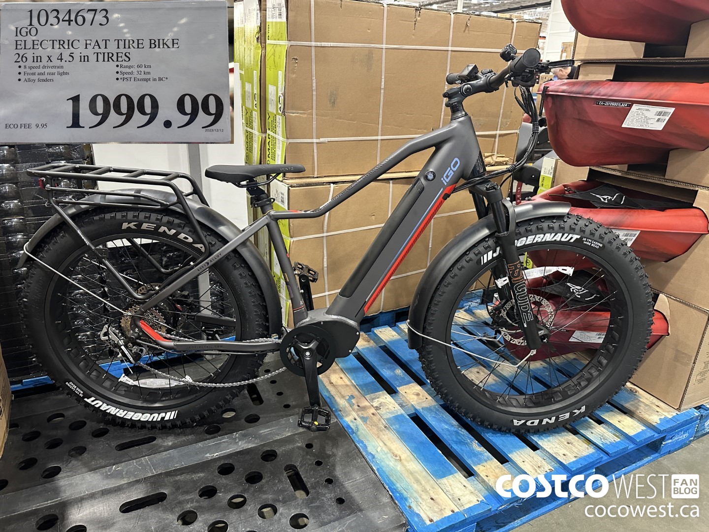 1034673 IGO ELECTRIC FAT TIRE BIKE 26 in x 4. 5 in TIRES  $1999.99