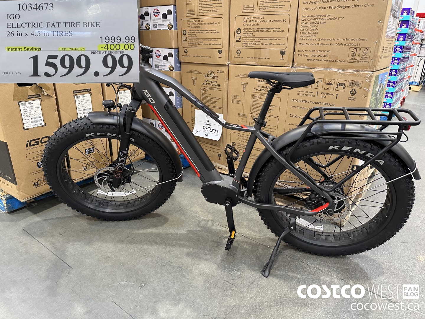 1034673 IGO ELECTRIC FAT TIRE BIKE 26 in x 4. 5 in TIRES  ($400.00 INSTANT SAVINGS EXPIRES ON 2024-01-21) $1599.99