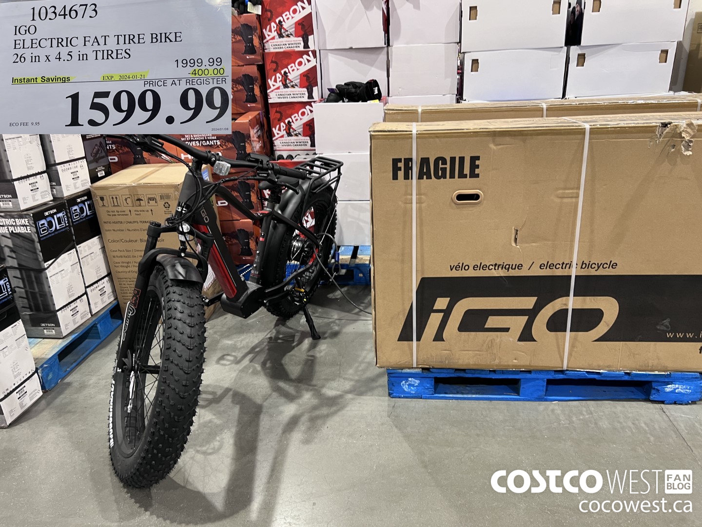 1034673 IGO ELECTRIC FAT TIRE BIKE 26 in x 4. 5 in TIRES  ($400.00 INSTANT SAVINGS EXPIRES ON 2024-01-21) $1599.99