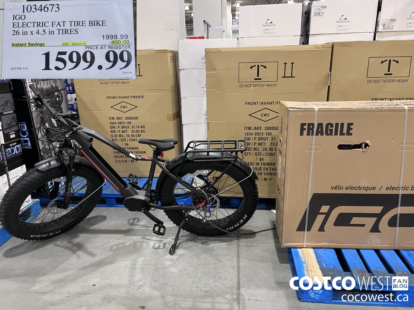 1034673 IGO ELECTRIC FAT TIRE BIKE 26 in x 4. 5 in TIRES  ($400.00 INSTANT SAVINGS EXPIRES ON 2024-01-21) $1599.99