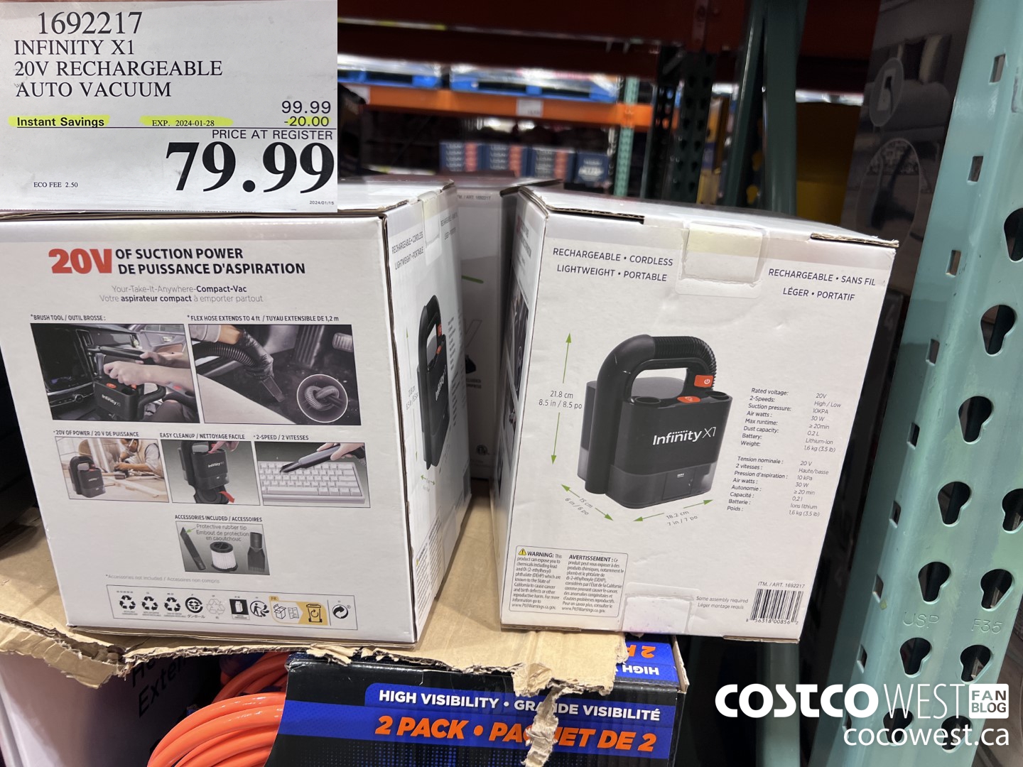 1692217 INFINITY X1 20V RECHARGEABLE AUTO VACUUM ($20.00 INSTANT SAVINGS EXPIRES ON 2024-01-28) $79.99