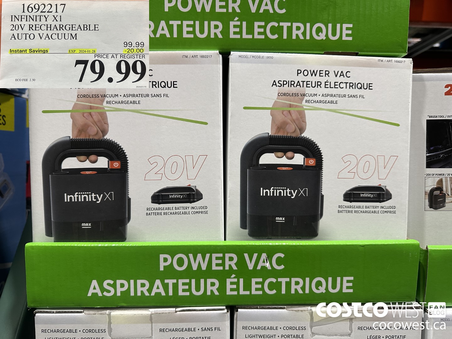 1692217 INFINITY X1 20V RECHARGEABLE AUTO VACUUM ($20.00 INSTANT SAVINGS EXPIRES ON 2024-01-28) $79.99