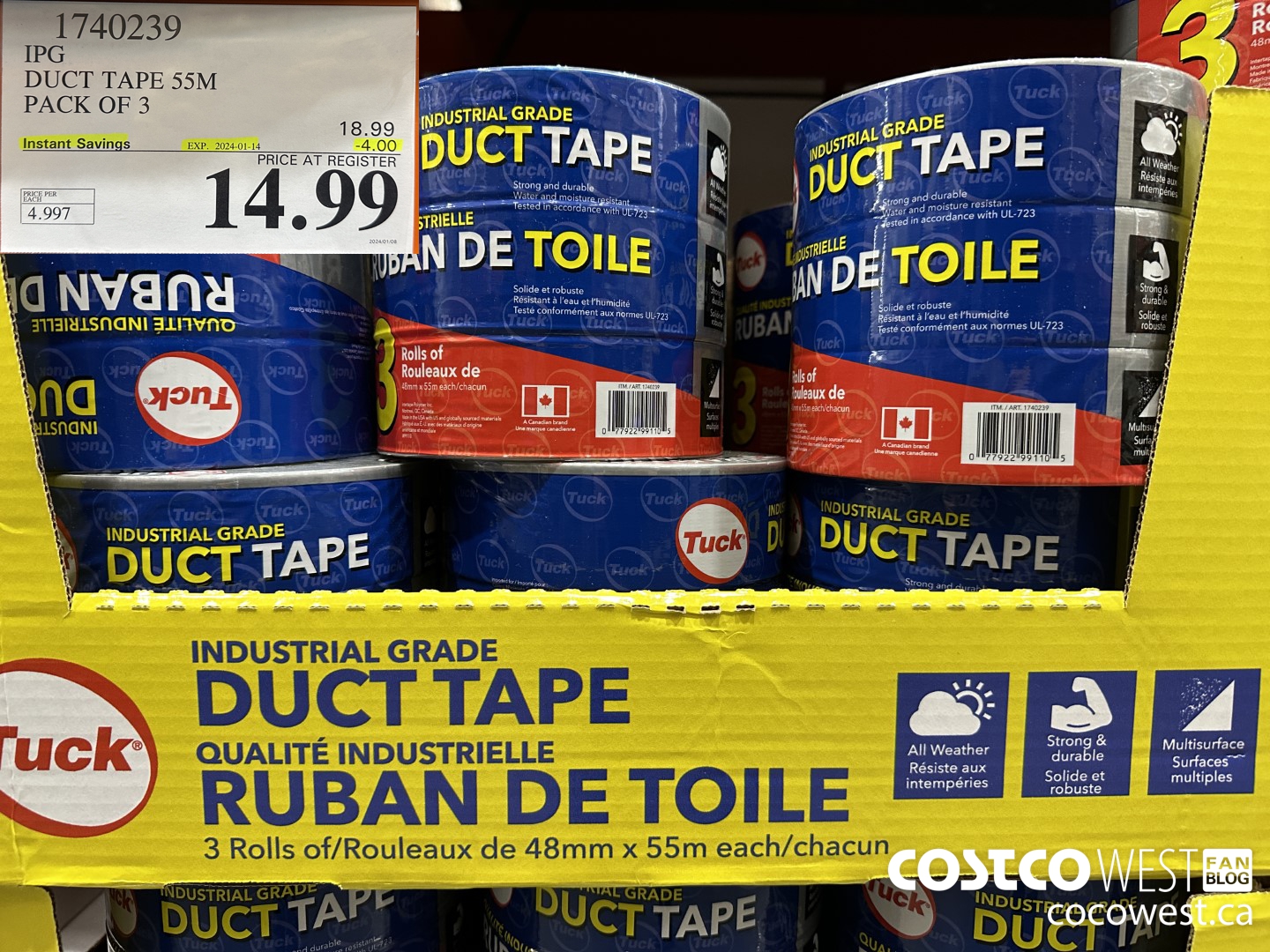 1740239 IPG DUCTTAPE 55M PACK OF 3 ($4.00 INSTANT SAVINGS EXPIRES ON 2024-01-14) $14.99