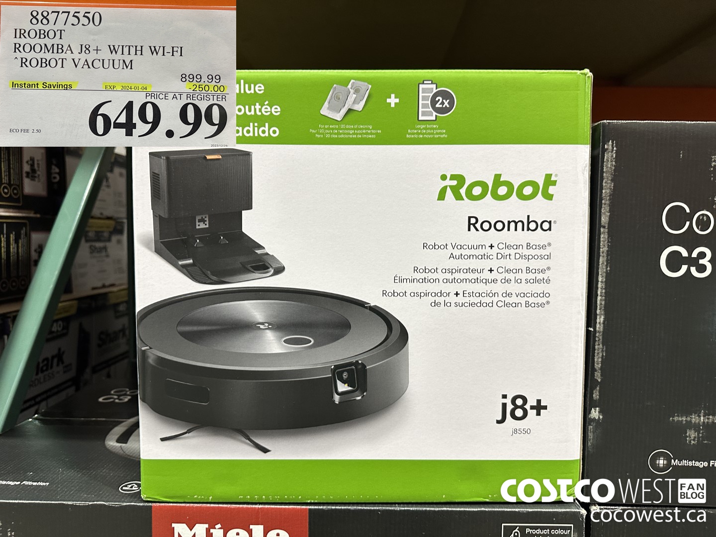 8877550 IROBOT ROOMBA J8+ ROBOT VACUUM WITH SELF-EMPTY BASE ($250.00 INSTANT SAVINGS EXPIRES ON 2024-01-04) $649.99