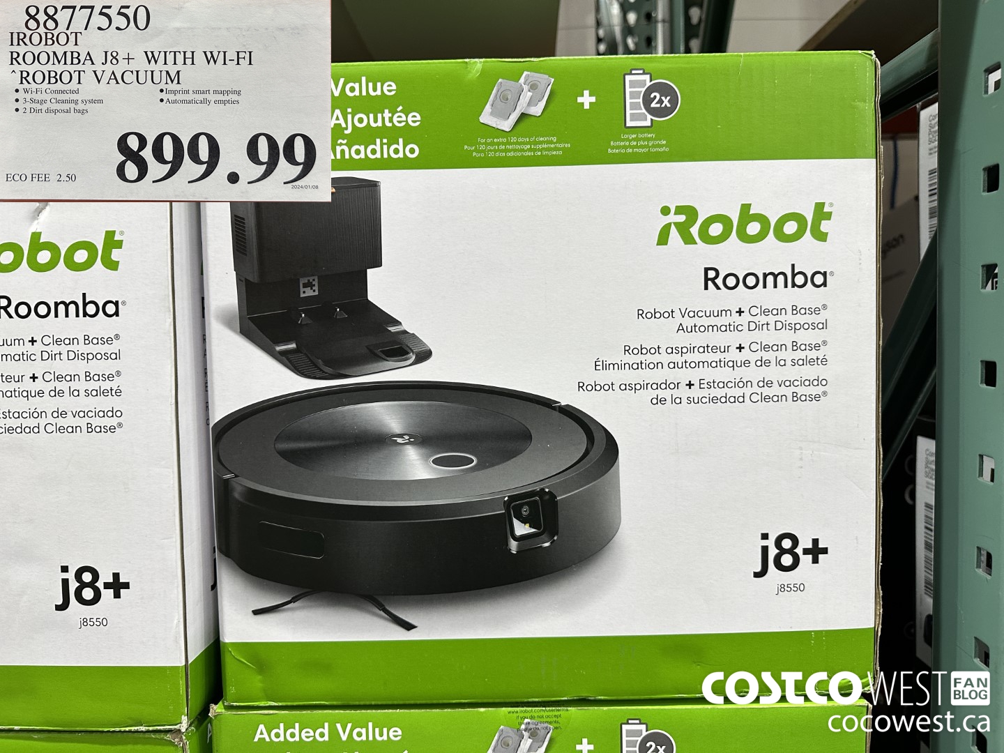 8877550 IROBOT ROOMBA J8+ ROBOT VACUUM WITH SELF-EMPTY BASE $899.99