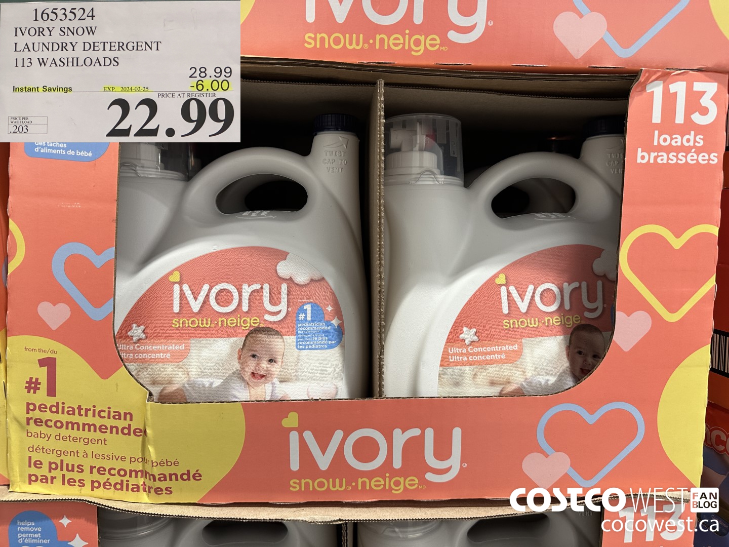 1653524 IVORY SNOW LAUNDRY DETERGENT 113 WASHLOADS ($6.00 INSTANT SAVINGS EXPIRES ON 2024-02-25) $22.99