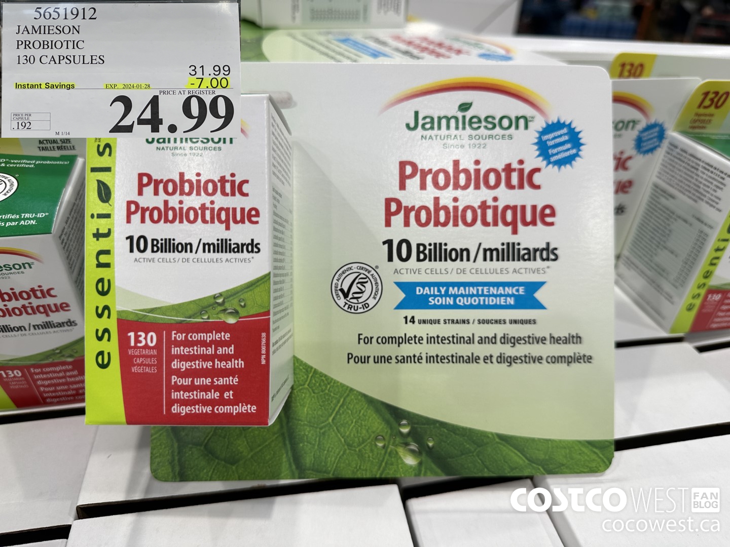5651912 JAMIESON PROBIOTIC 130 CAPSULES ($7.00 INSTANT SAVINGS EXPIRES ON 2024-01-28) $24.99