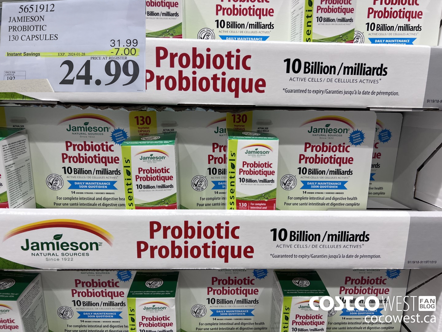 5651912 JAMIESON PROBIOTIC 130 CAPSULES ($7.00 INSTANT SAVINGS EXPIRES ON 2024-01-28) $24.99