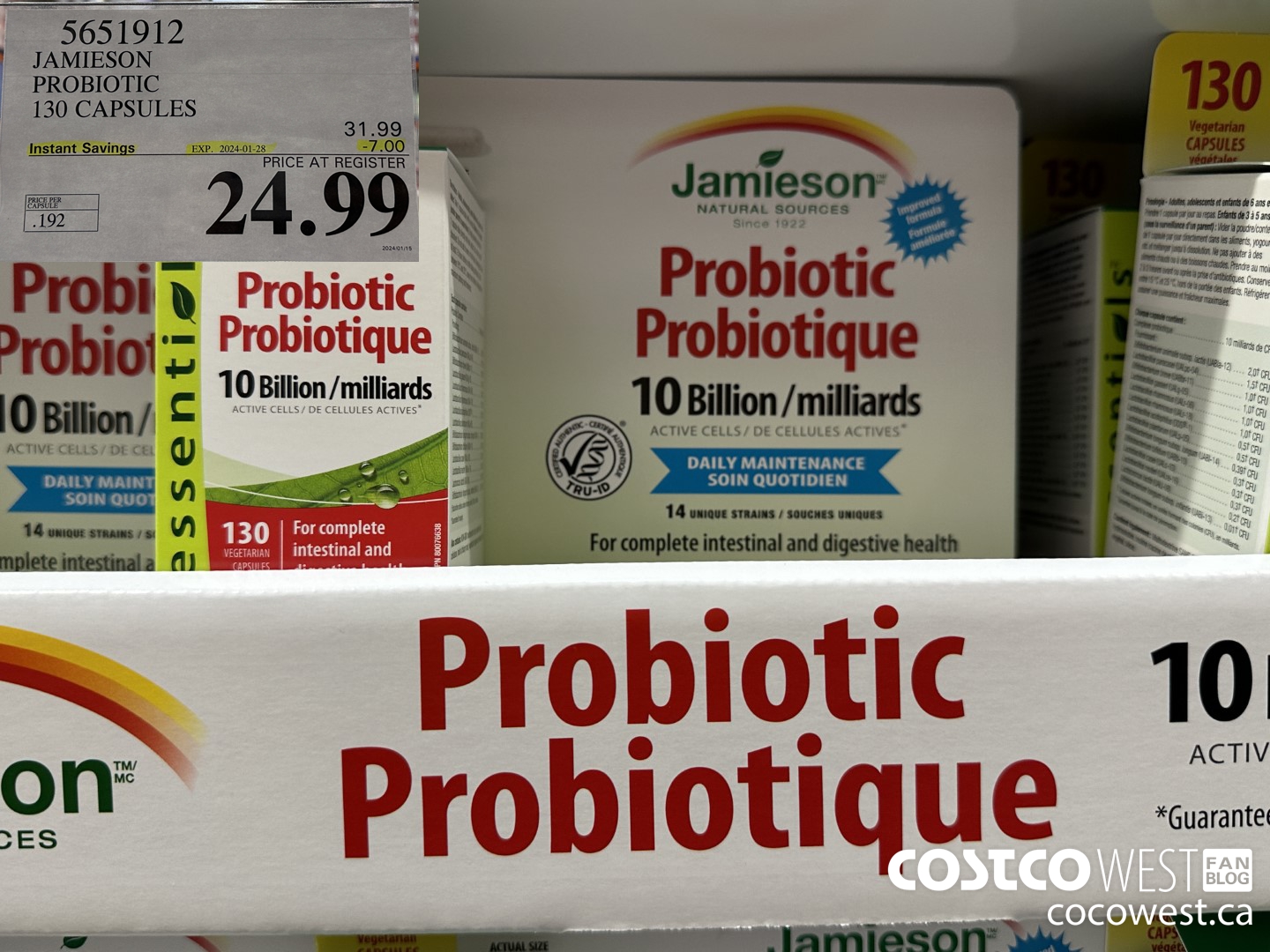 5651912 JAMIESON PROBIOTIC 130 CAPSULES ($7.00 INSTANT SAVINGS EXPIRES ON 2024-01-28) $24.99