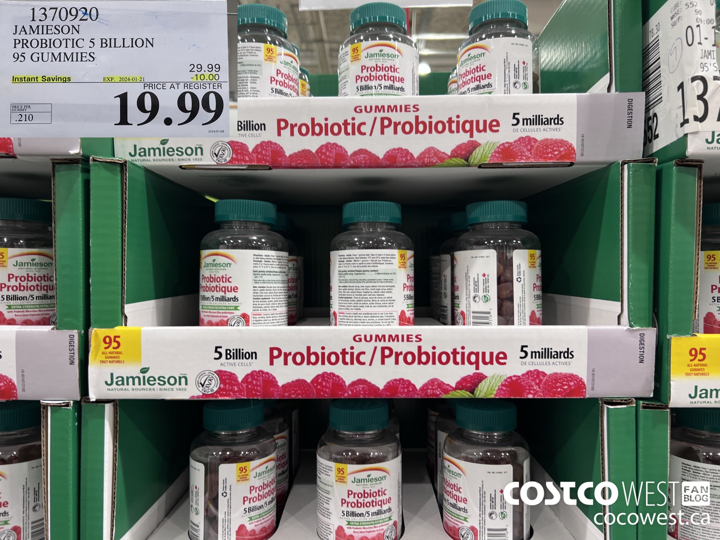 1370920 JAMIESON PROBIOTIC 5 BILLION 95 GUMMIES ($10.00 INSTANT SAVINGS EXPIRES ON 2024-01-21) $19.99