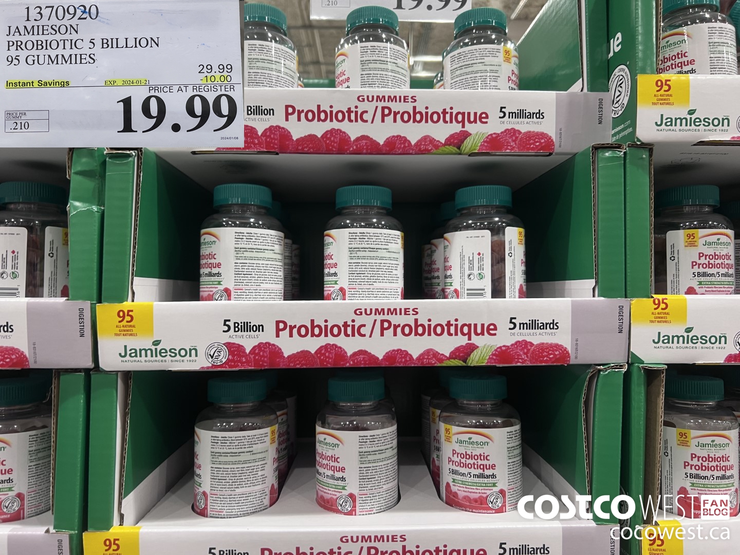 1370920 JAMIESON PROBIOTIC 5 BILLION 95 GUMMIES ($10.00 INSTANT SAVINGS EXPIRES ON 2024-01-21) $19.99