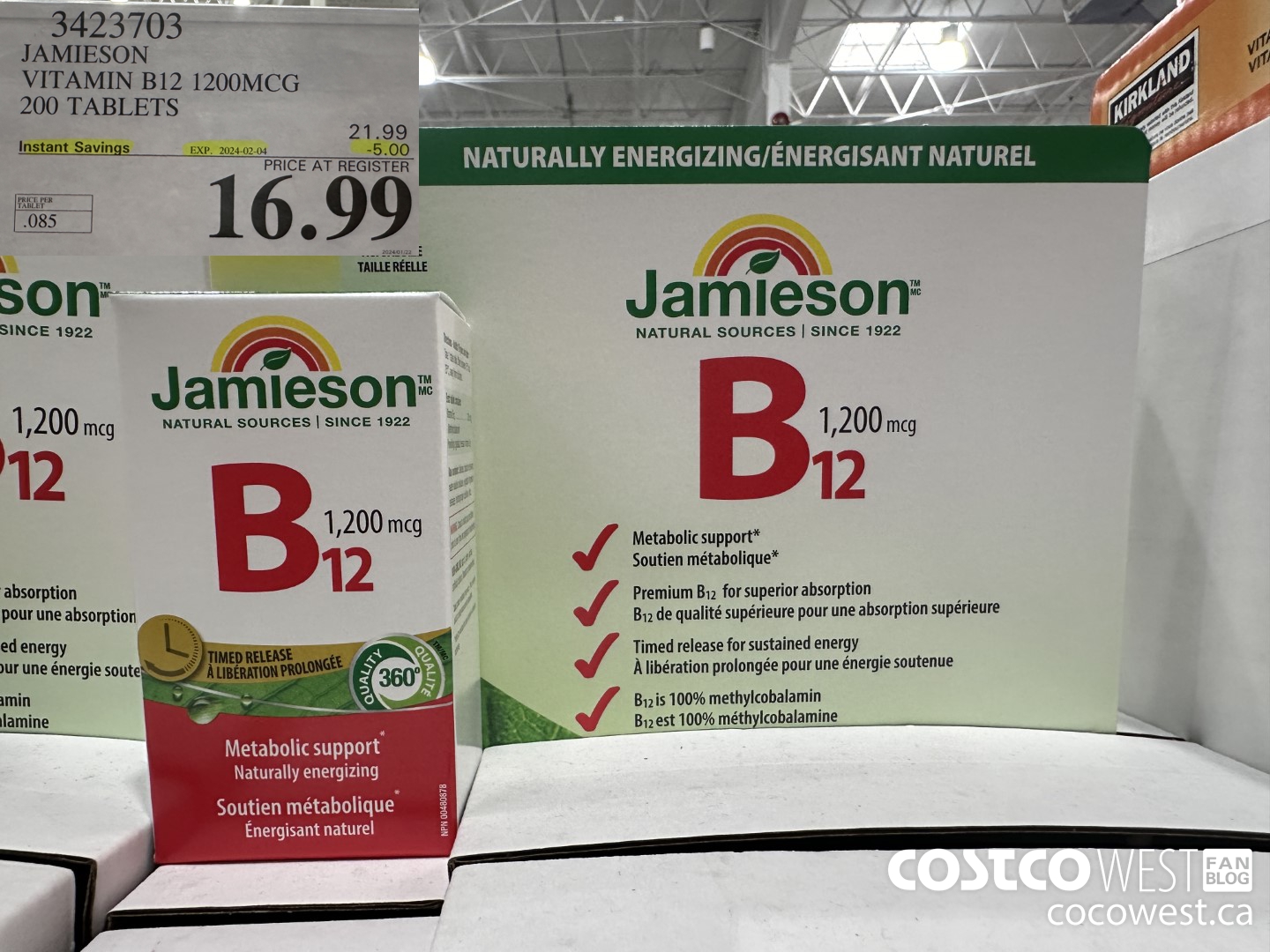 3423703 JAMIESON VITAMIN B12 1200MCG 200 TABLETS ($5.00 INSTANT SAVINGS EXPIRES ON 2024-02-04) $16.99