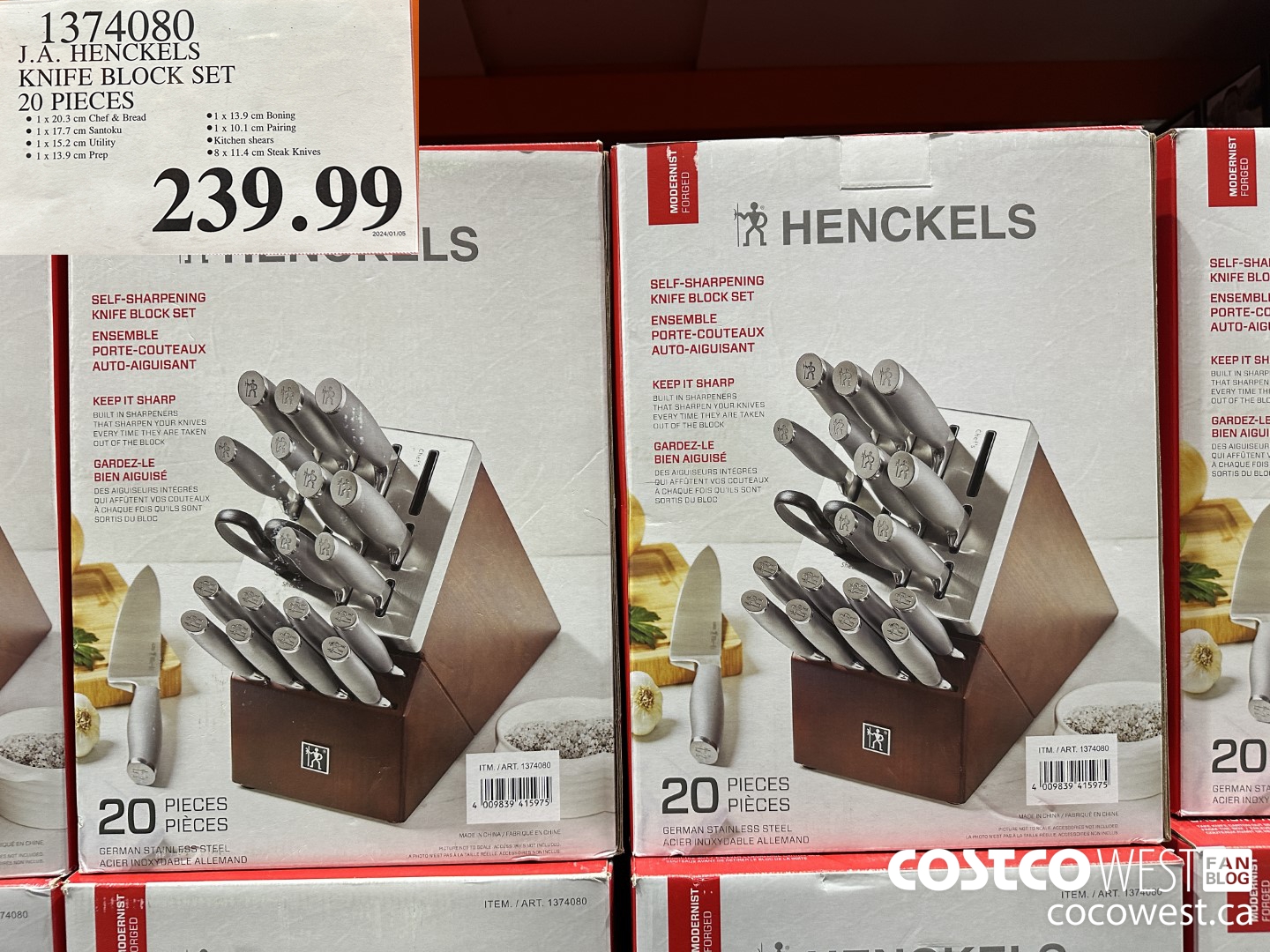 1374080 J.A. HENCKELS KNIFE BLOCK SET 20 PIECES $239.99