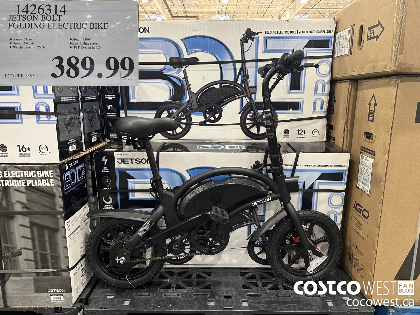 1426314 JETSON BOLT FOLDING ELECTRIC BIKE $389.99