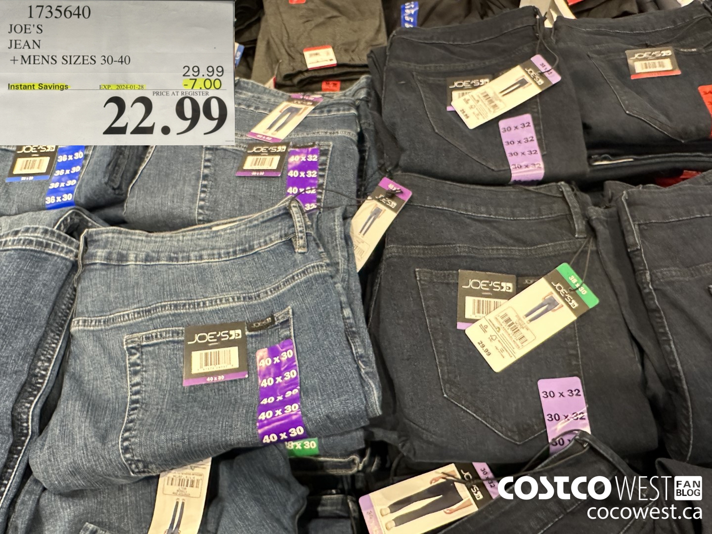 1735640 JOE'S JEAN MENS SIZES 30-40 ($7.00 INSTANT SAVINGS EXPIRES ON 2024-01-28) $22.99