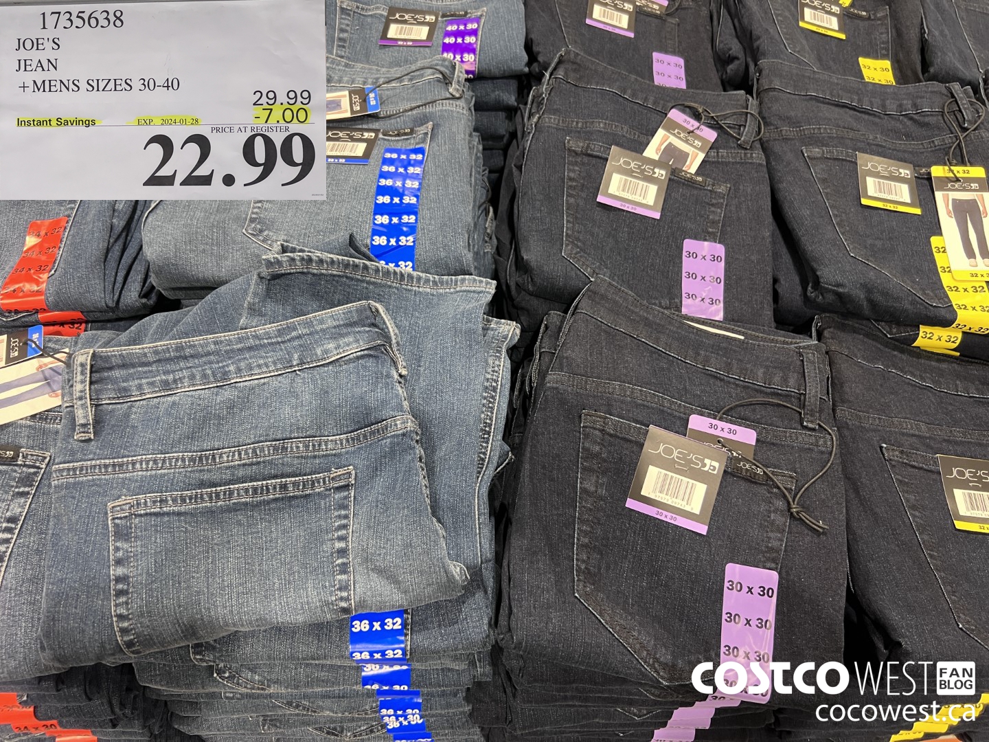 1735638 JOE'S JEAN MENS SIZES 30-40 ($7.00 INSTANT SAVINGS EXPIRES ON 2024-01-28) $22.99