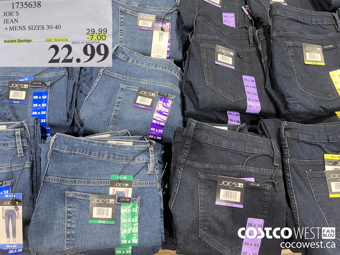1735638 JOE'S JEAN MENS SIZES 30-40 ($7.00 INSTANT SAVINGS EXPIRES ON 2024-01-28) $22.99