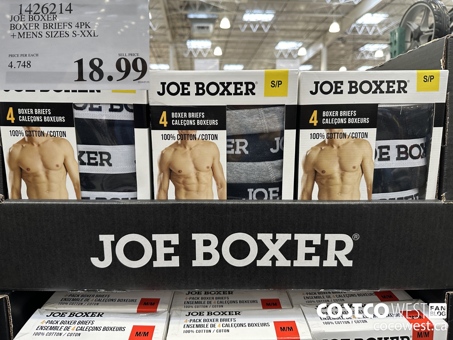 1426214 JOE BOXER BOXER BRIEFS 4PK MENS SIZES S-XXL $18.99