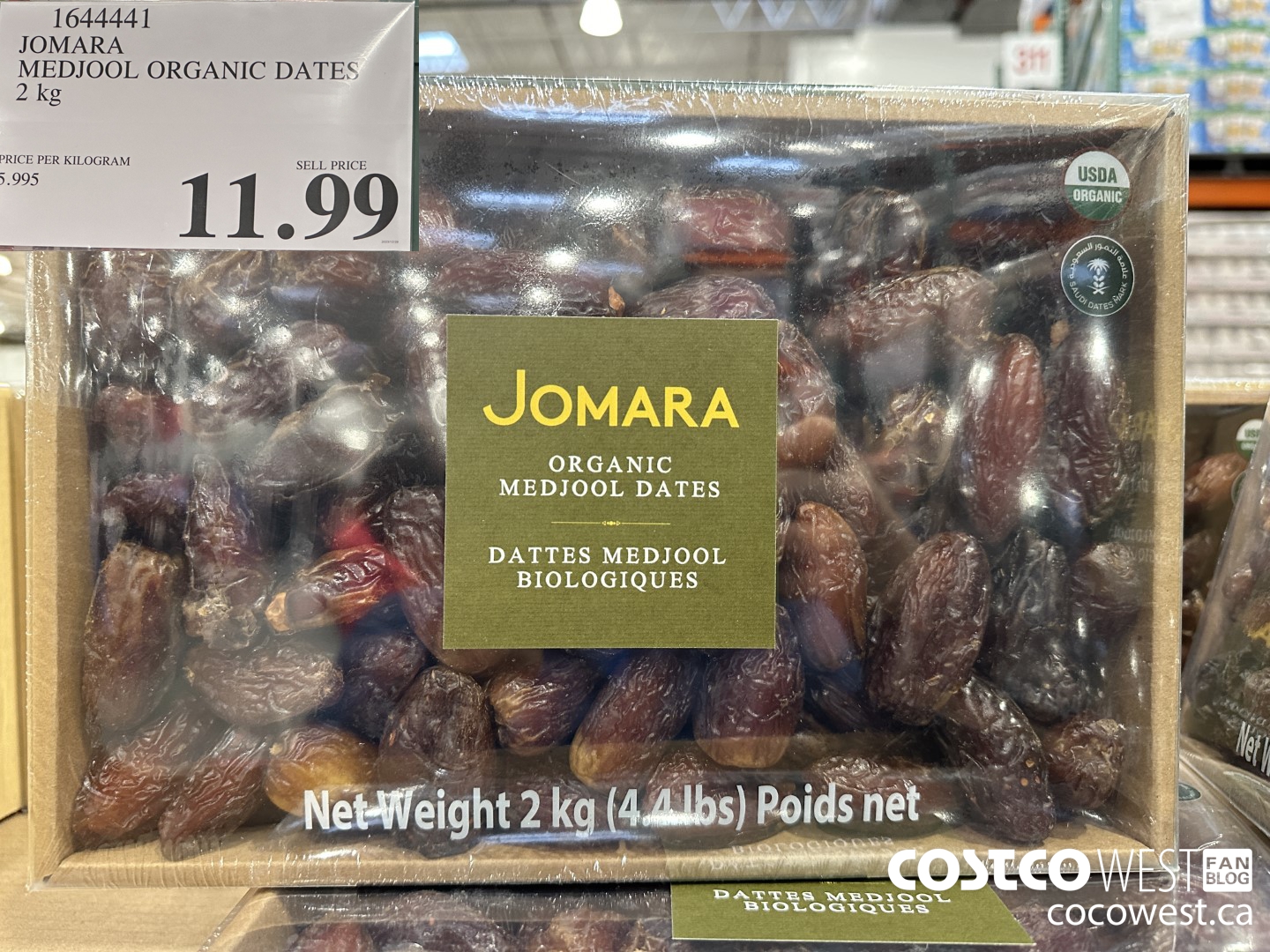 1644441 JOMARA MEDJOOL ORGANIC DATES 2 KG $11.99