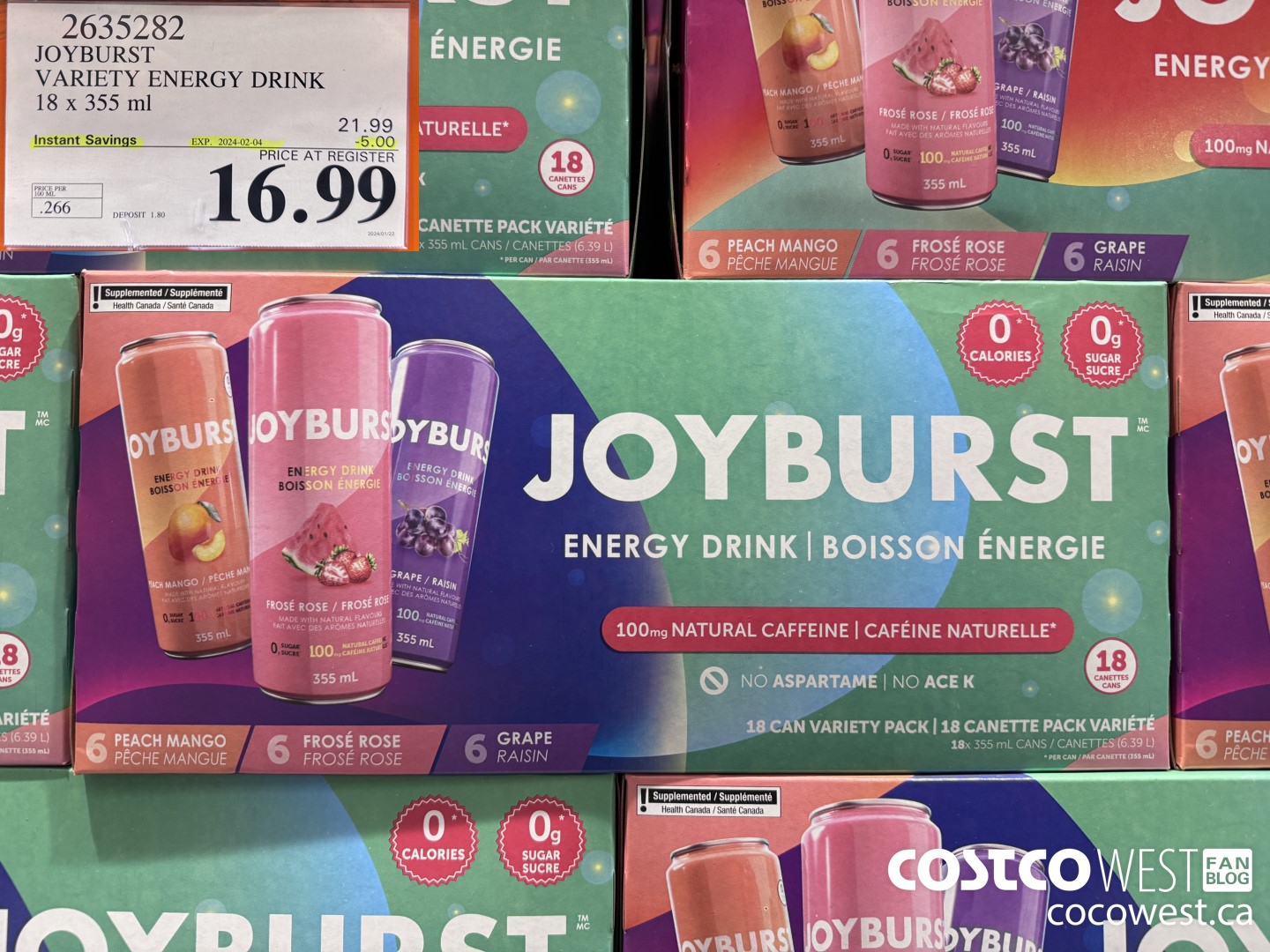 2635282 JOYBURT VARIETY ENERGY DRINK 18 X 355 ML ($5.00 INSTANT SAVINGS EXPIRES ON 2024-02-04) $16.99