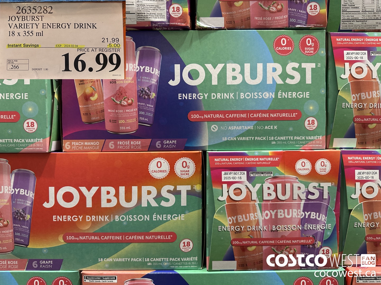 2635282 JOYBURT VARIETY ENERGY DRINK 18 X 355 ML ($5.00 INSTANT SAVINGS EXPIRES ON 2024-02-04) $16.99