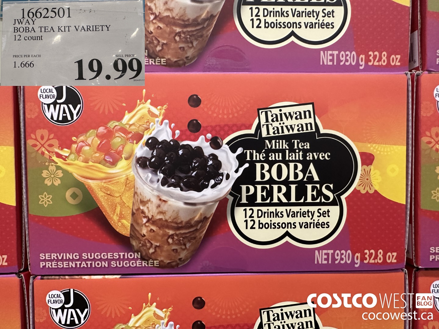 1662501 JWAY BOBA TEA KIT VARIETY 12 COUNT $19.99